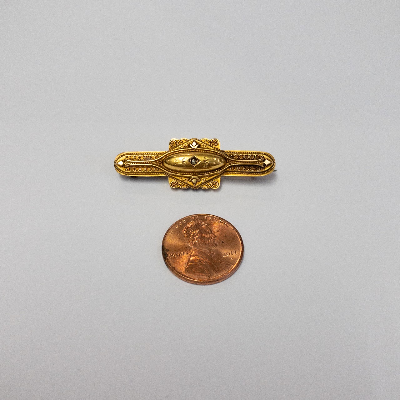 14K Gold Deco Era Bar Pin