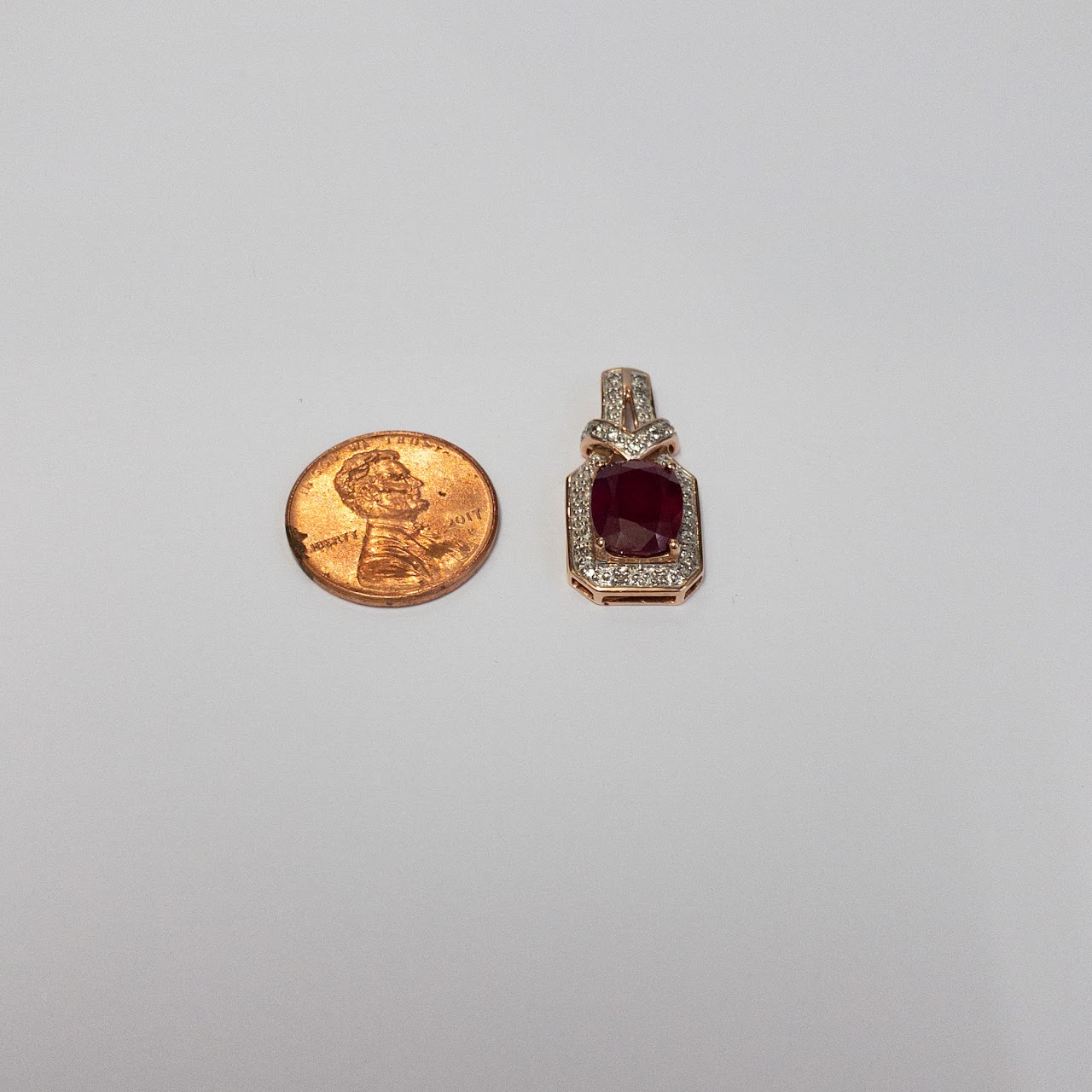 10K Gold Pendant With Ruby & Diamond Settings