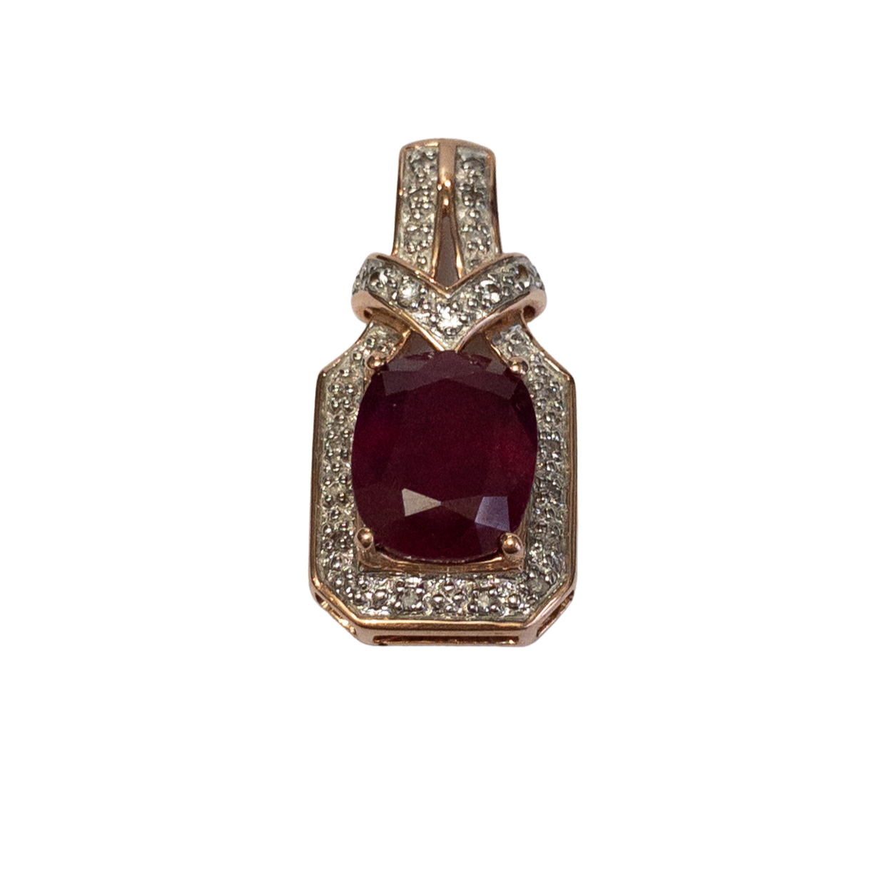 10K Gold Pendant With Ruby & Diamond Settings