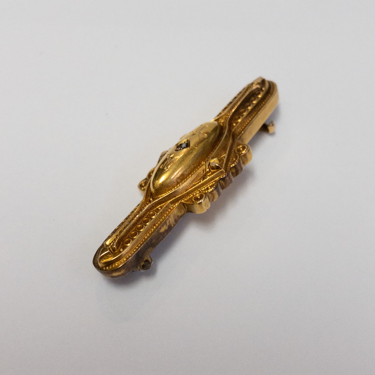 14K Gold Deco Era Bar Pin