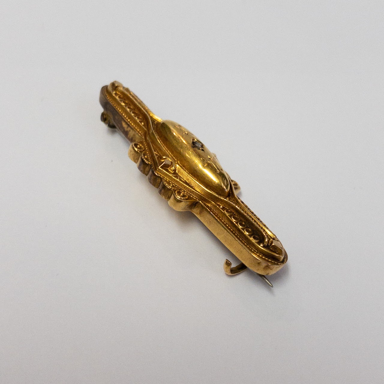 14K Gold Deco Era Bar Pin