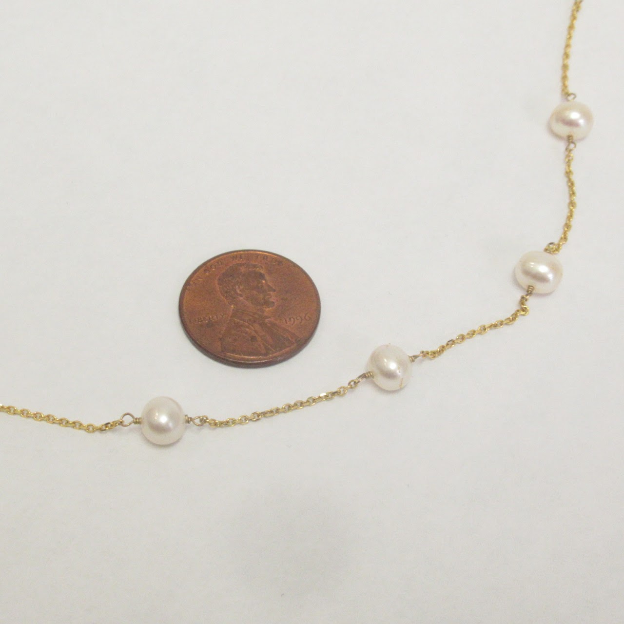 14K Gold & Pearl Chain Necklace