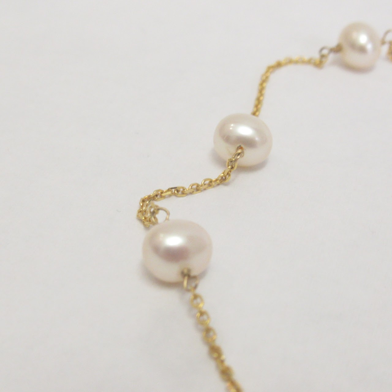 14K Gold & Pearl Chain Necklace