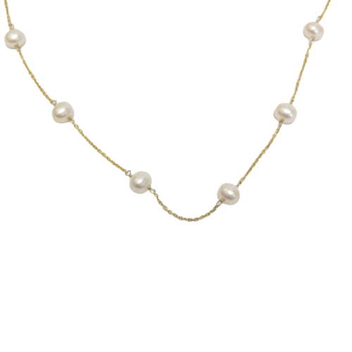 14K Gold & Pearl Chain Necklace