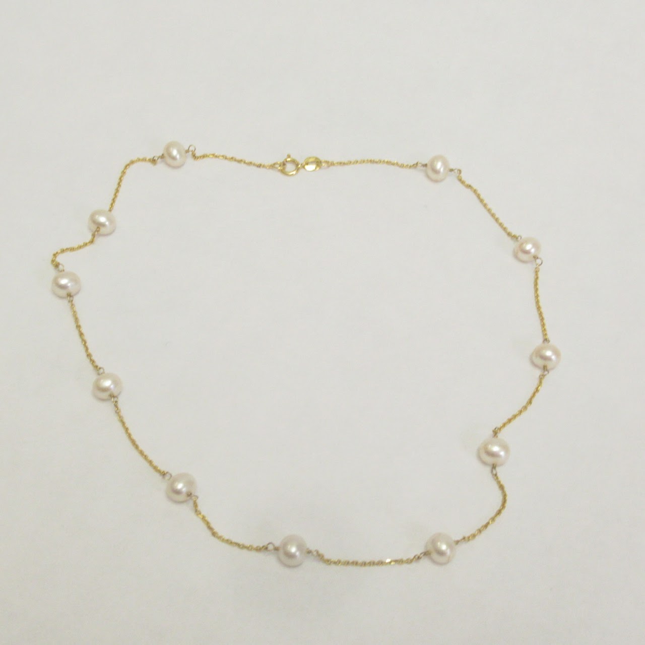 14K Gold & Pearl Chain Necklace