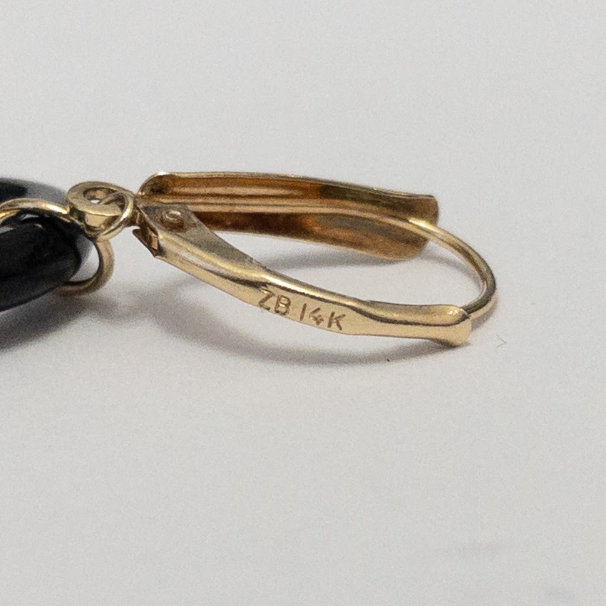 14K Gold & Black Acrylic Linking Ring Earrings