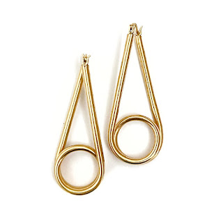 14K Gold Trapeze Loop Earrings