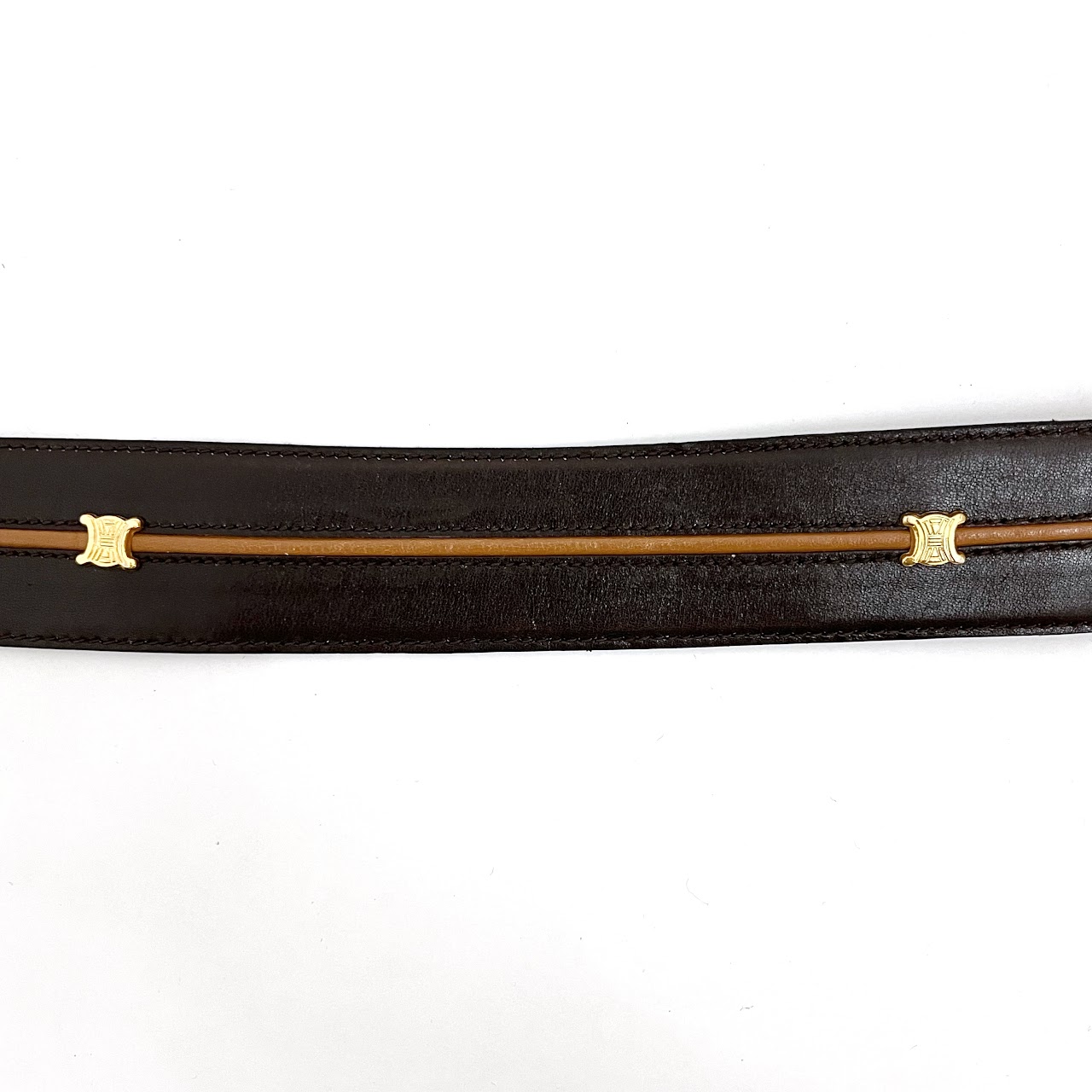 Celine Vintage Brown and Tan Leather Belt