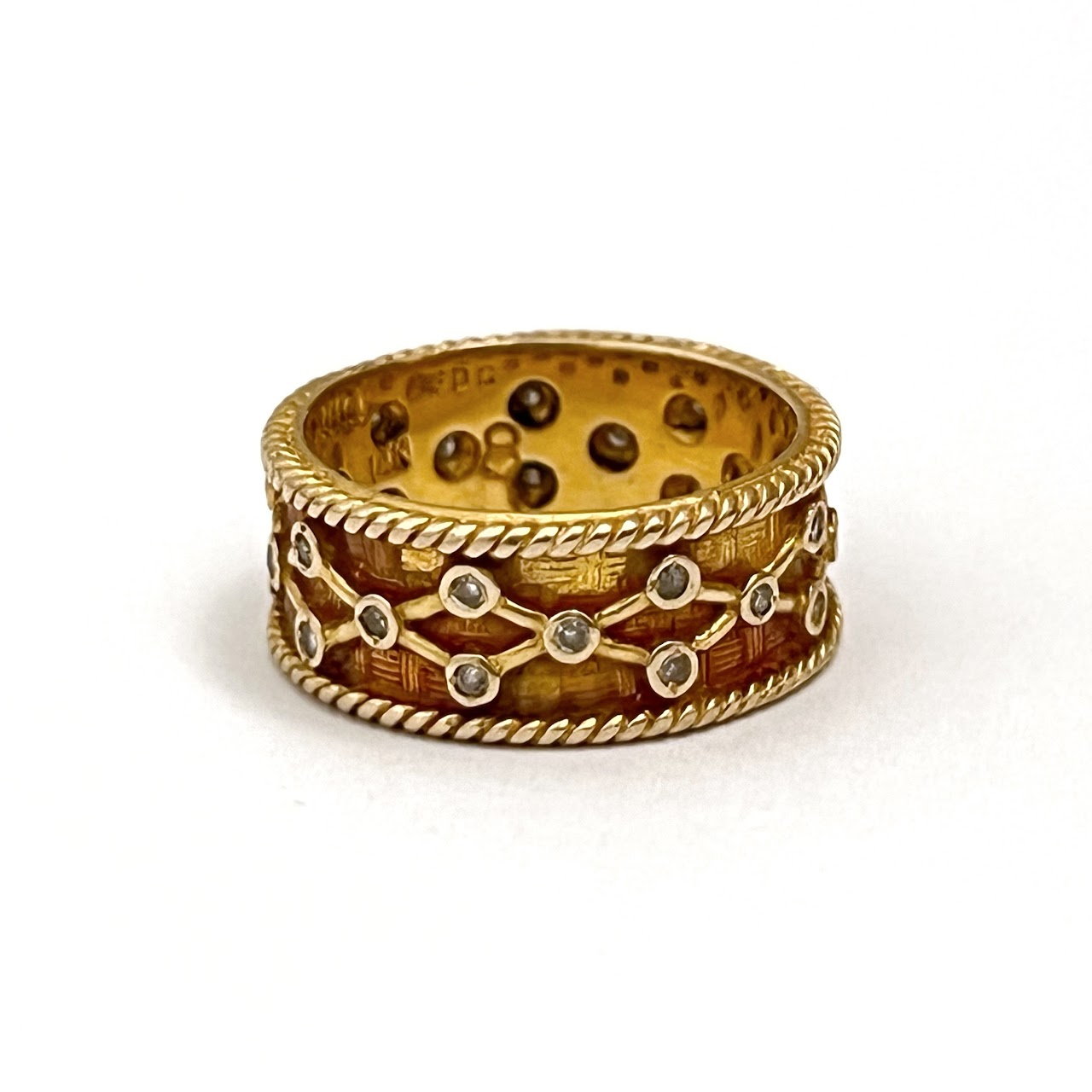 14K Gold and Diamond MMA Bezel Set Band Ring