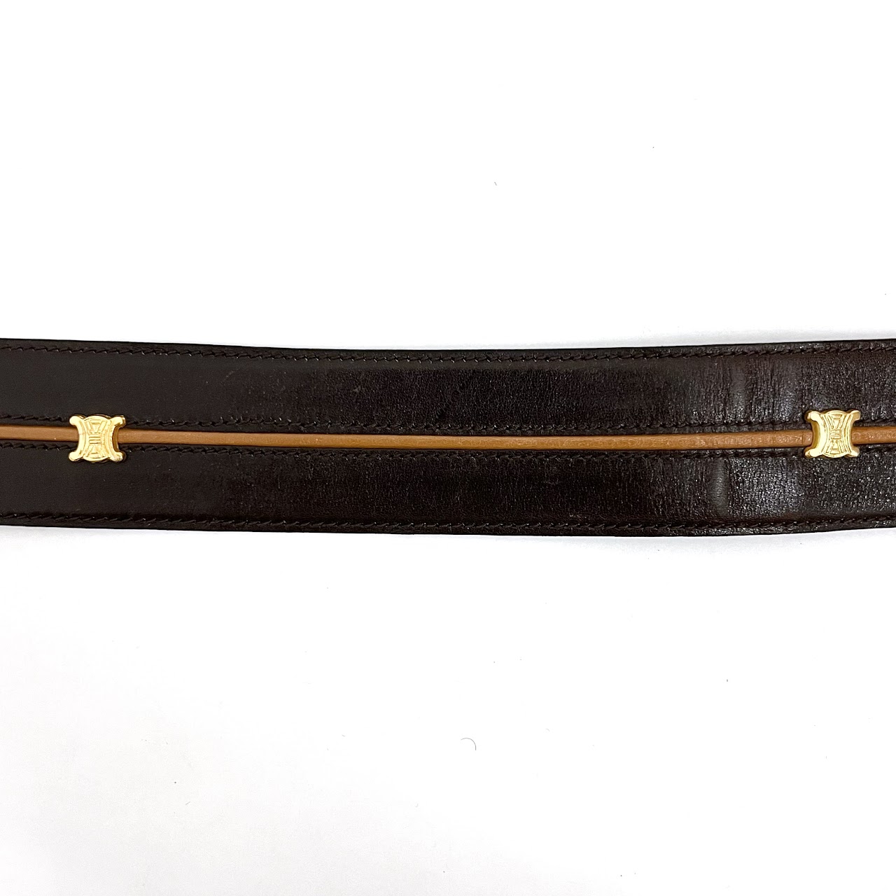 Celine Vintage Brown and Tan Leather Belt