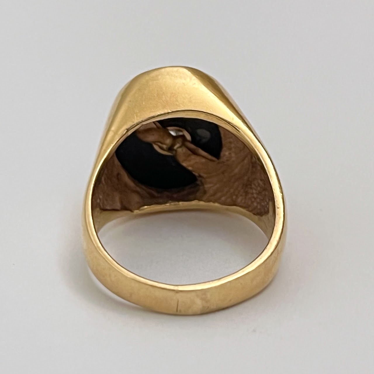 14K Gold, Onyx and Diamond Vintage Signet Ring