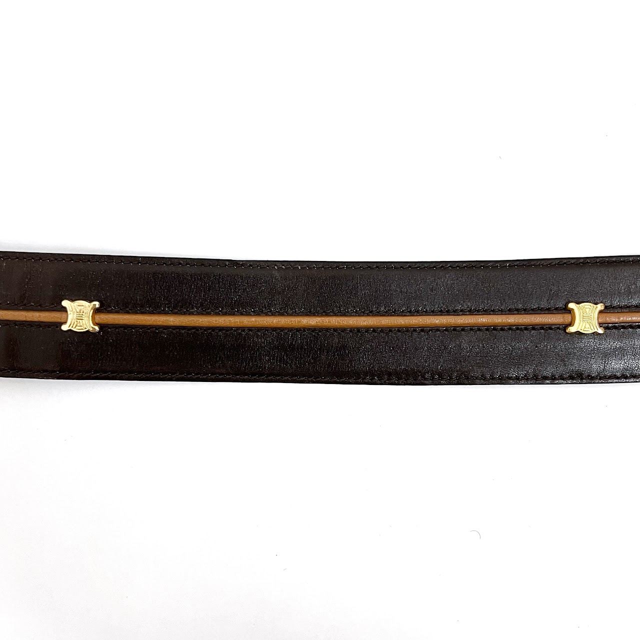 Celine Vintage Brown and Tan Leather Belt