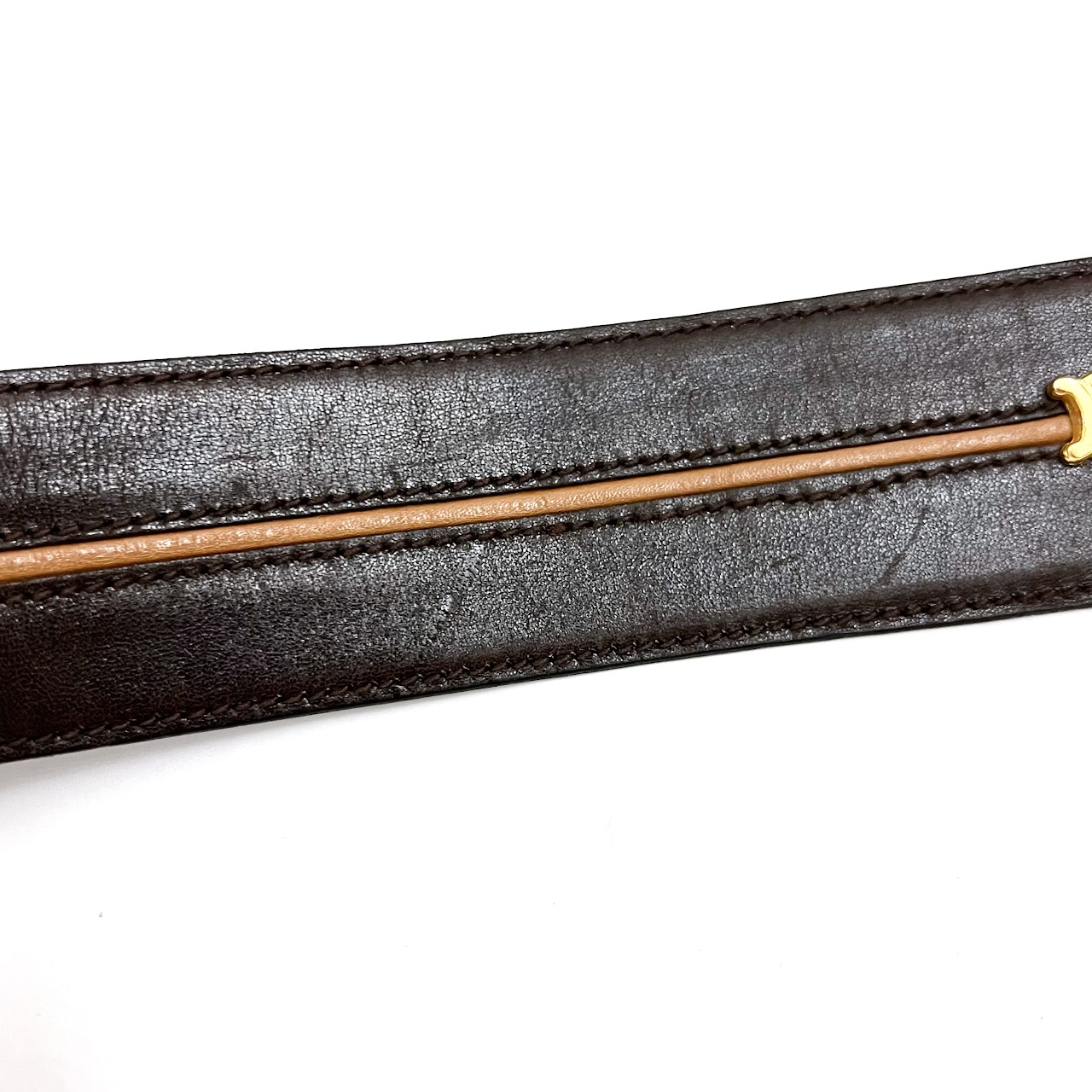 Celine Vintage Brown and Tan Leather Belt