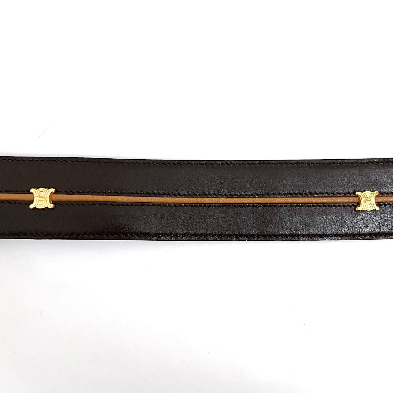 Celine Vintage Brown and Tan Leather Belt