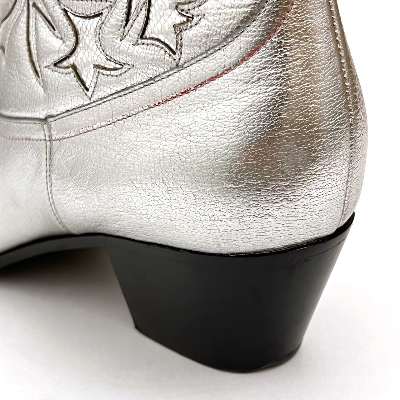 Yves Saint Laurent Silver Leather Rock 40 Cowboy Ankle Boots