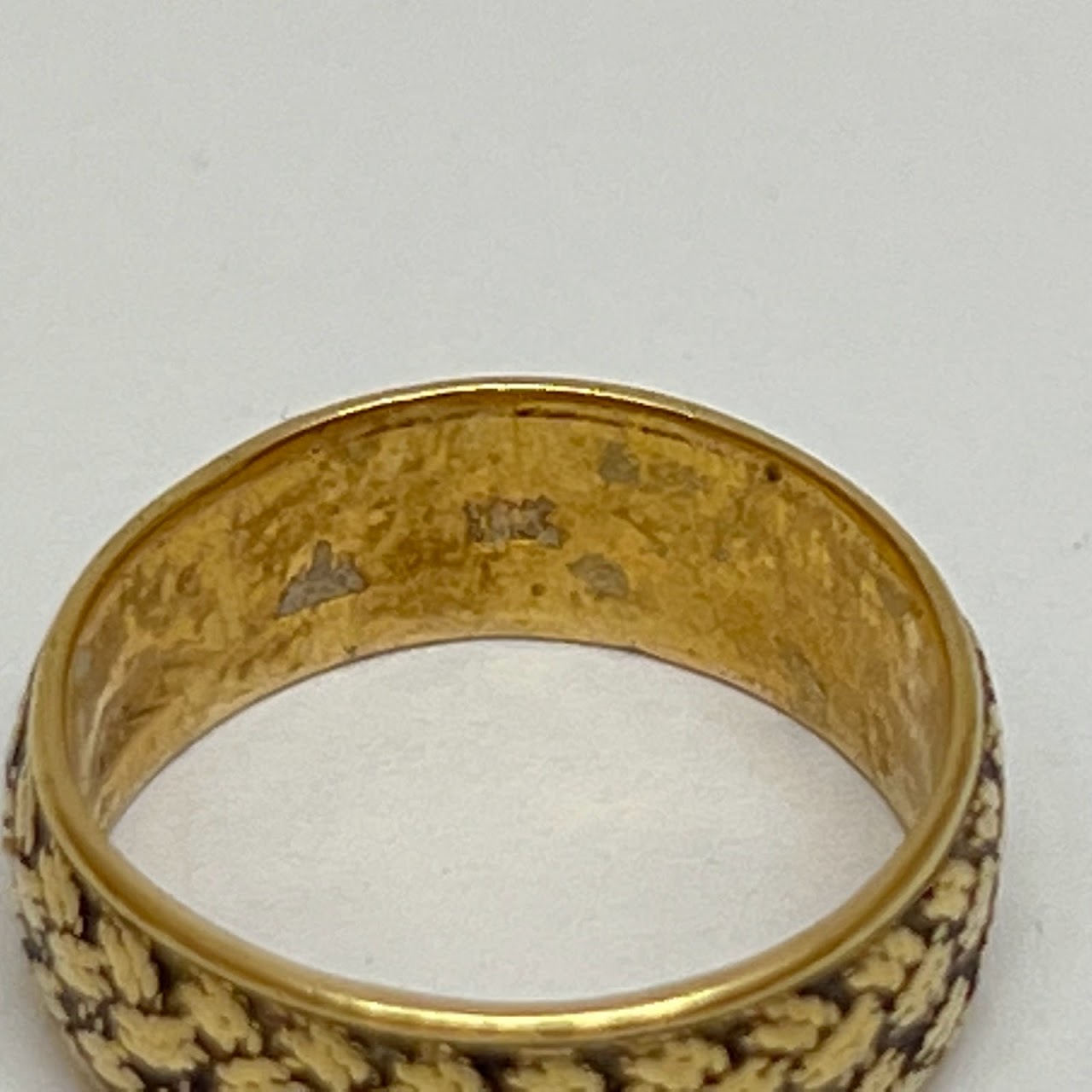 18K Gold Etched Pinky Ring