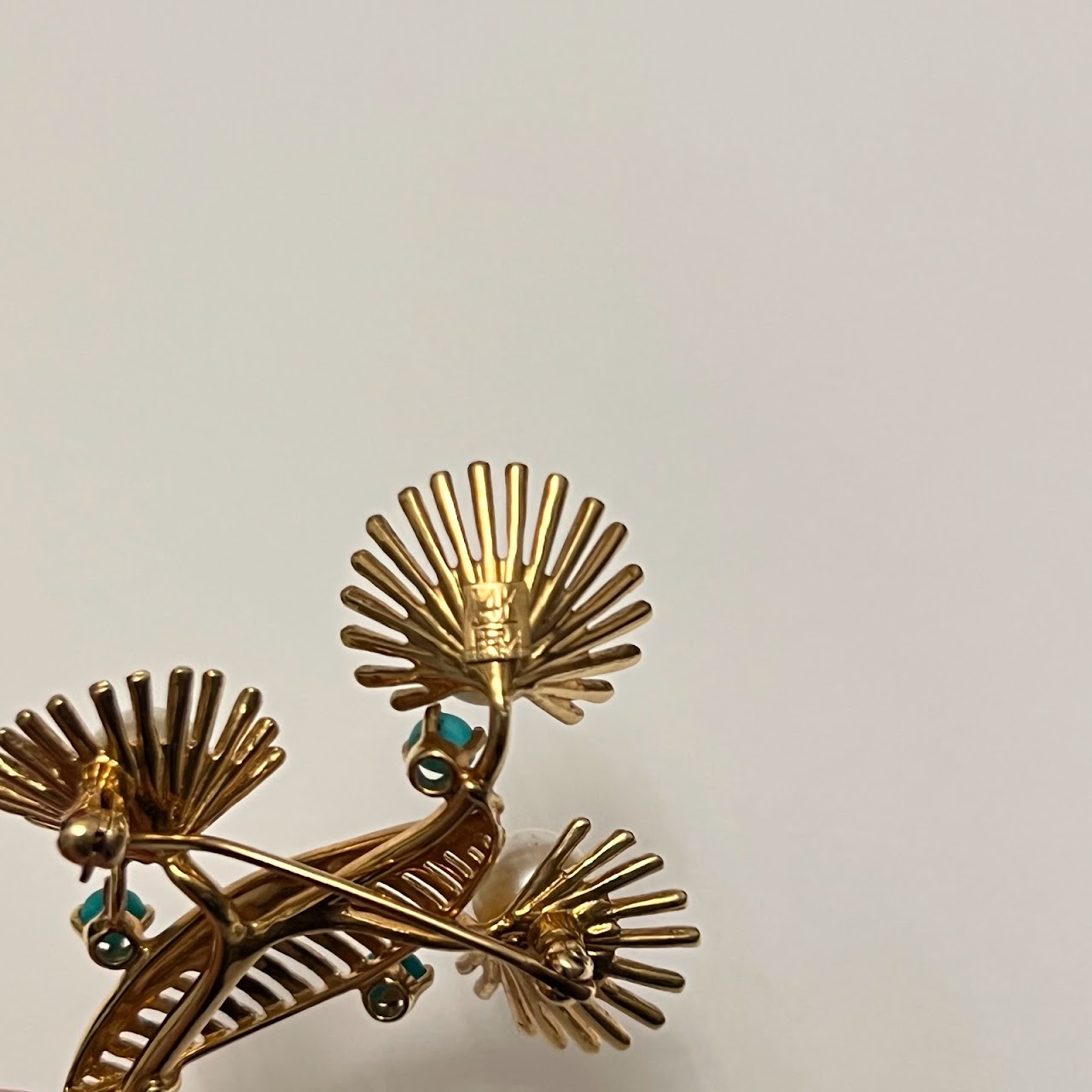 14K Gold, Pearl and Turquoise Art Deco Brooch