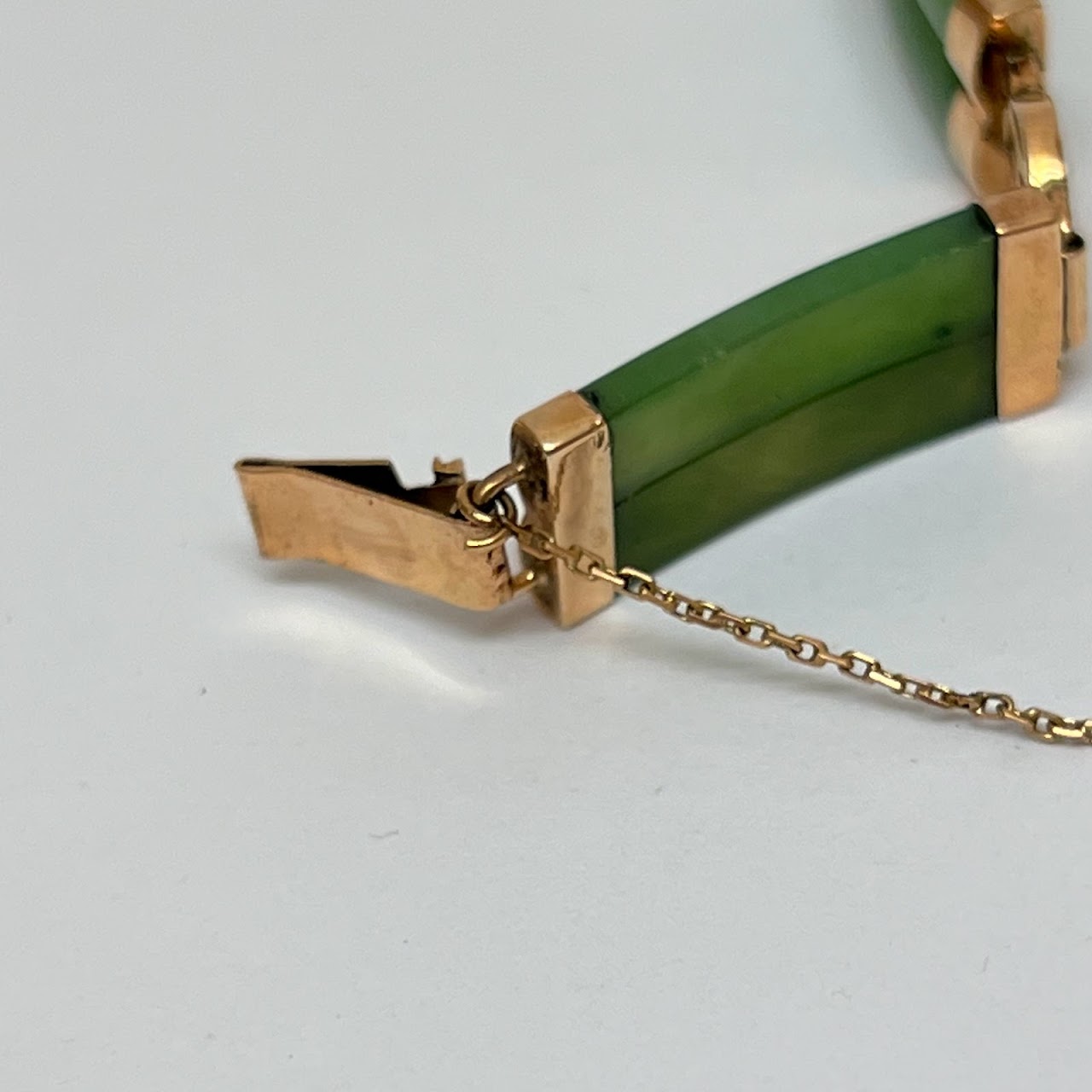 14K Rose Gold and Jade Chinese Character Bracelet