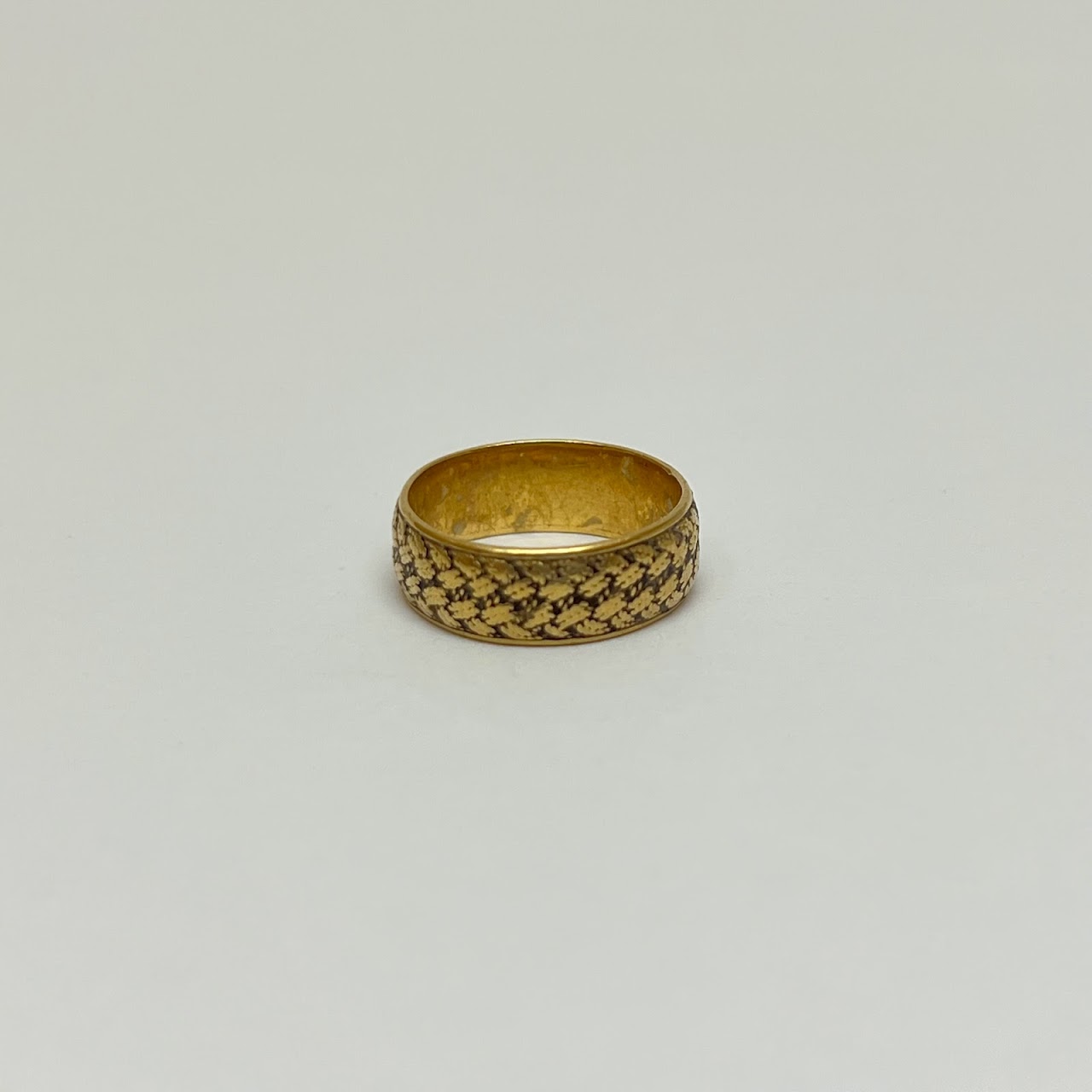 18K Gold Etched Pinky Ring