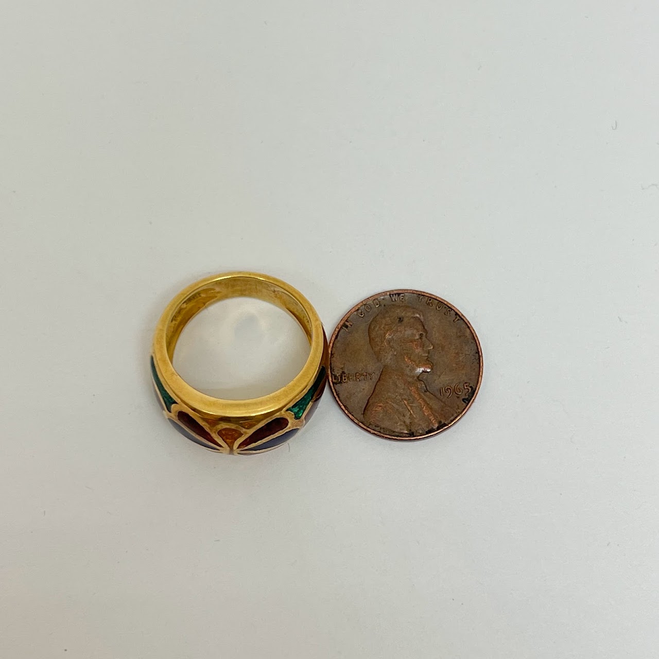 18K Gold and Enamel Ring