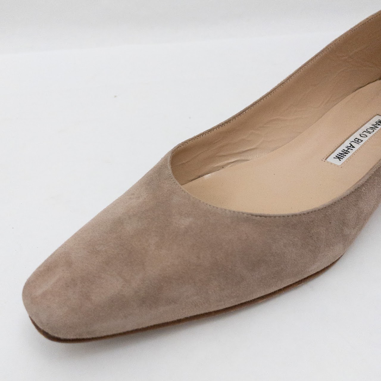 Manolo Blahnik Beige Suede Flats