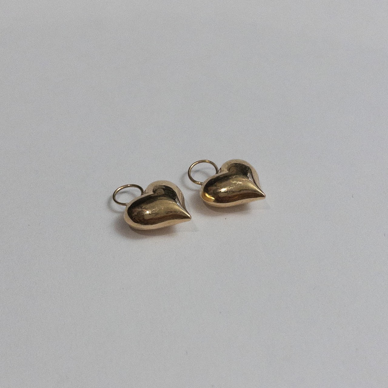 14K Gold Heart Charms Pair