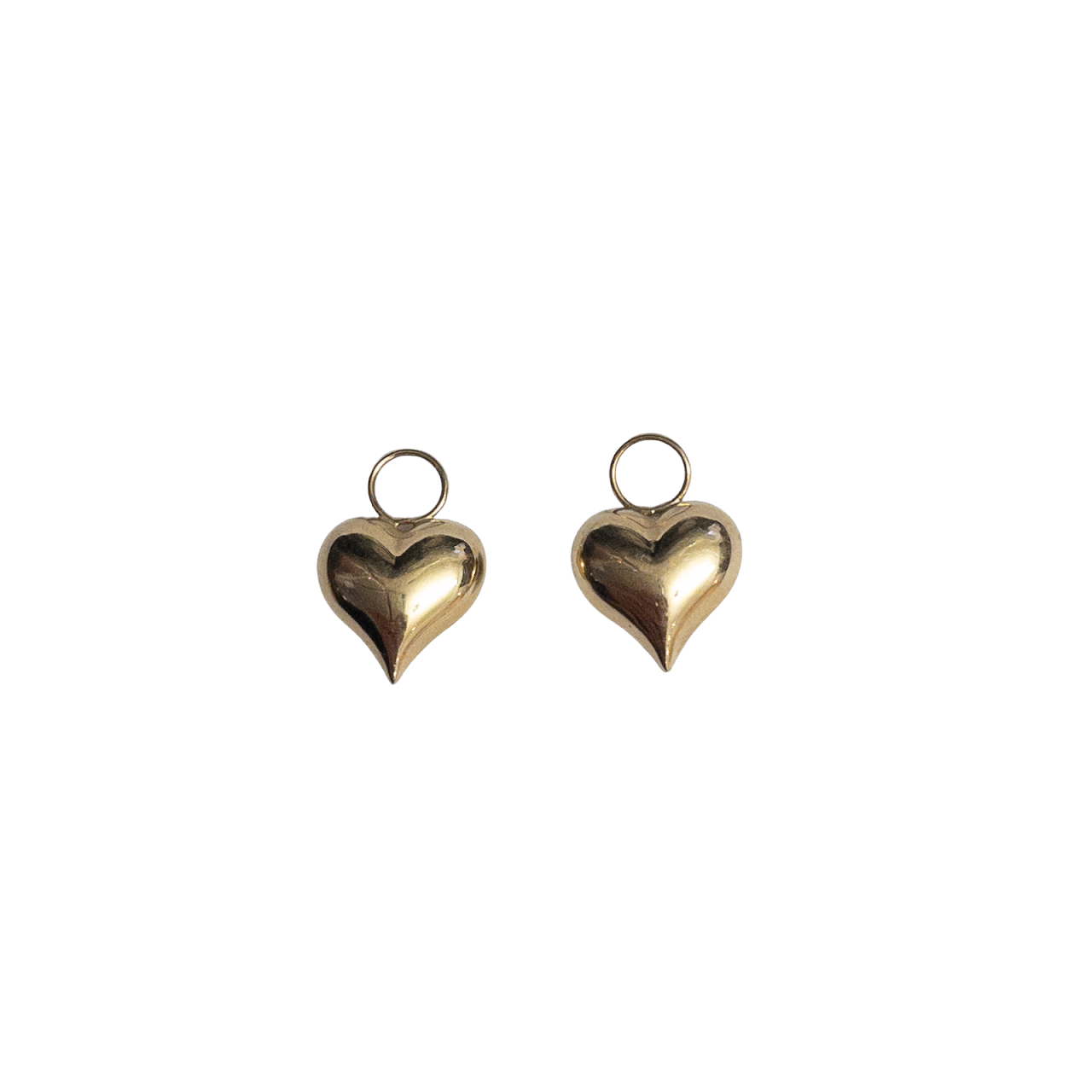 14K Gold Heart Charms Pair