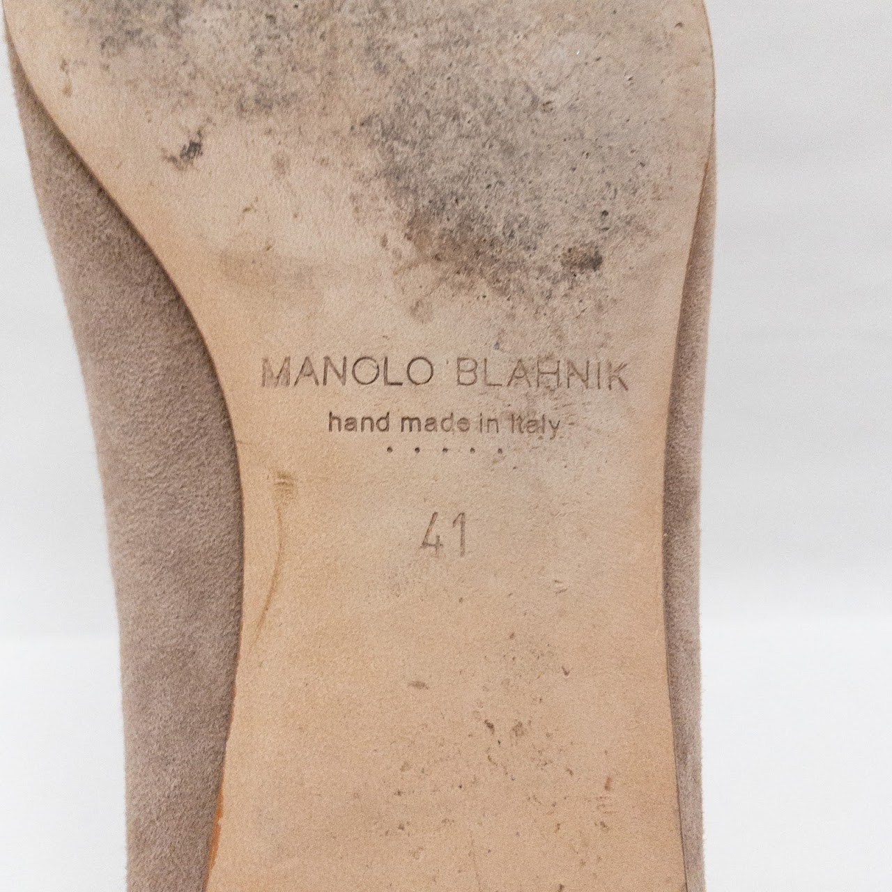 Manolo Blahnik Beige Suede Flats