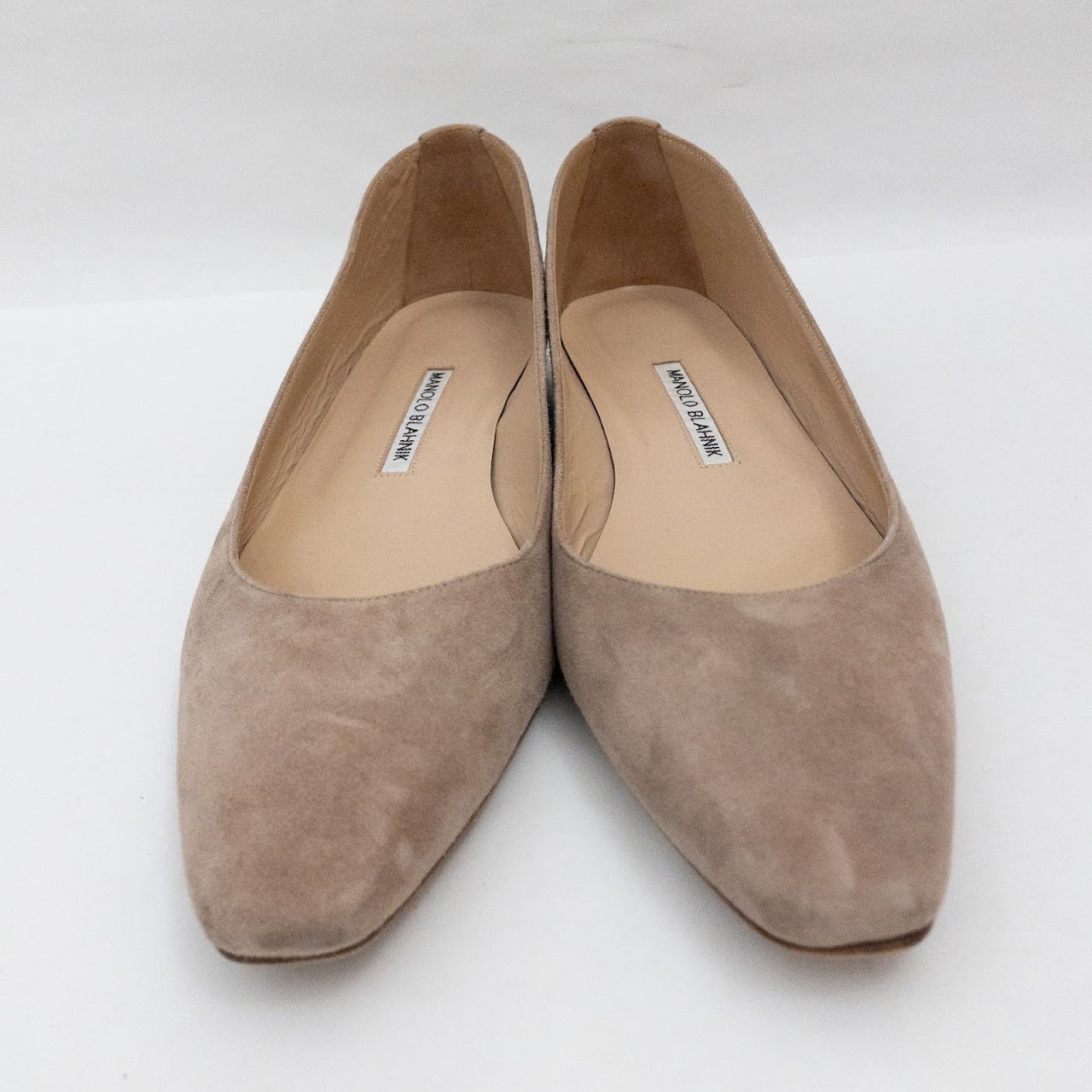 Manolo Blahnik Beige Suede Flats