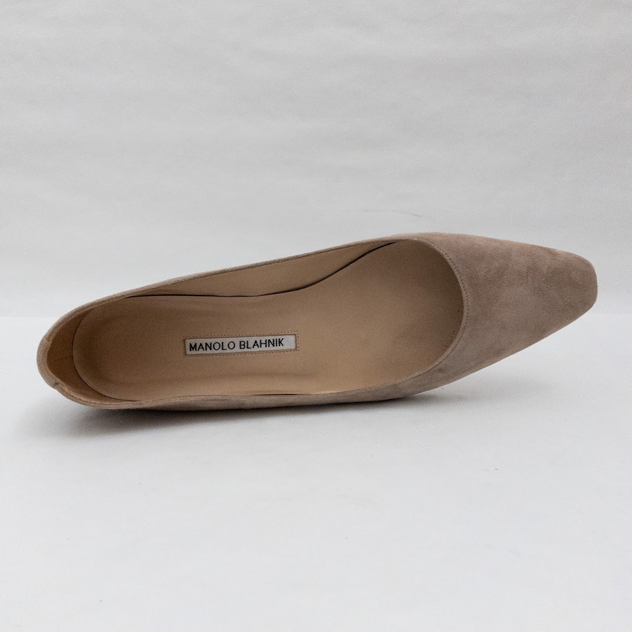 Manolo Blahnik Beige Suede Flats