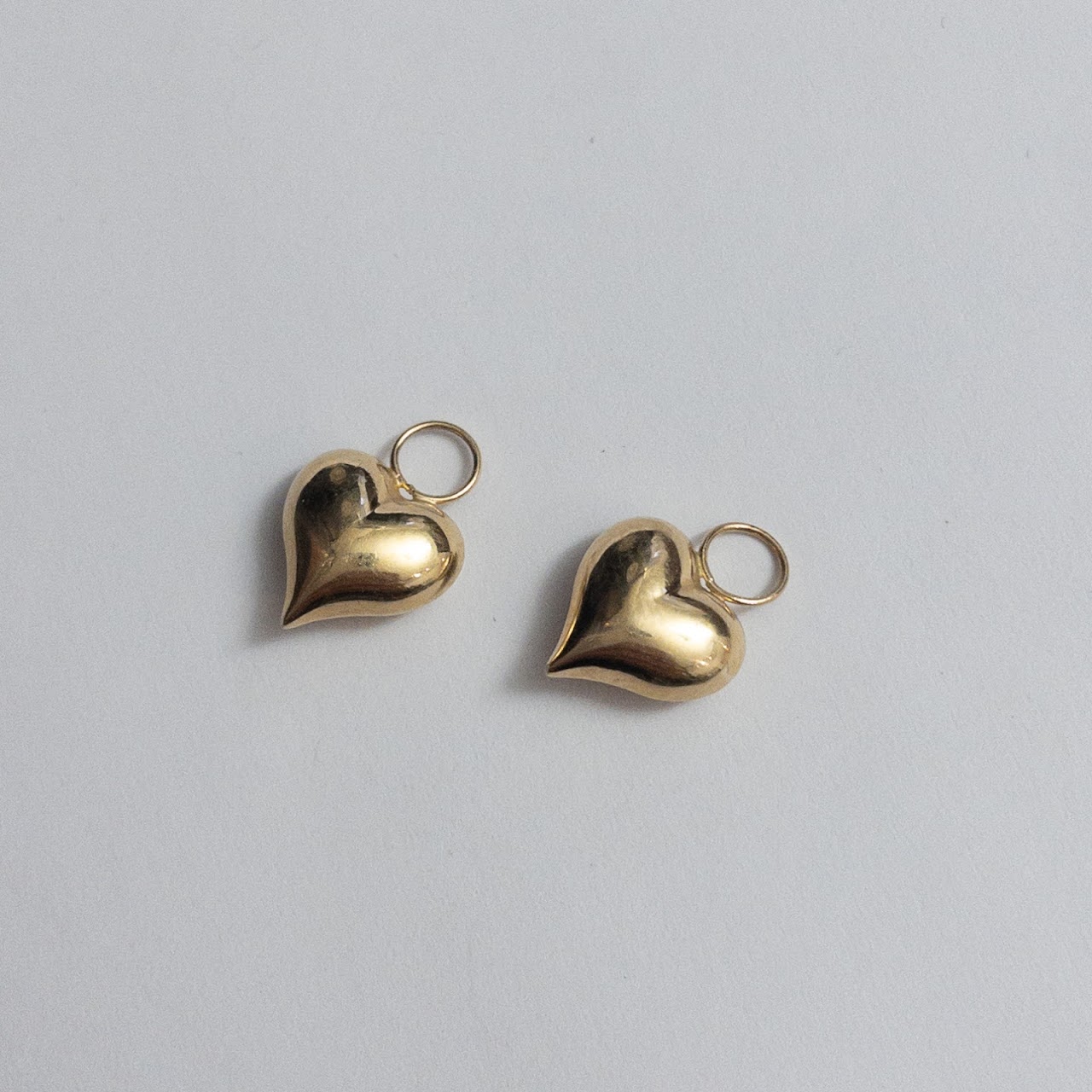 14K Gold Heart Charms Pair