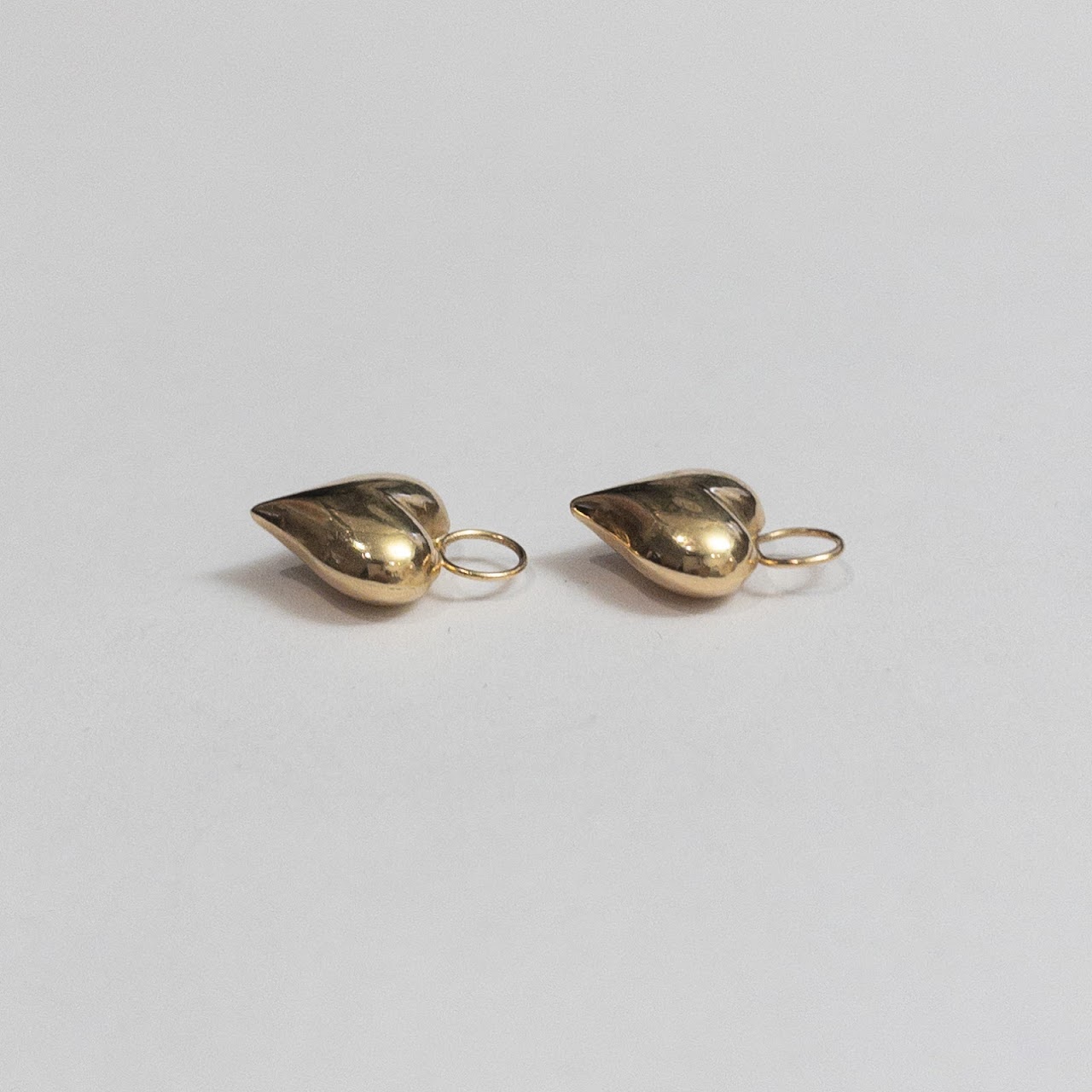 14K Gold Heart Charms Pair