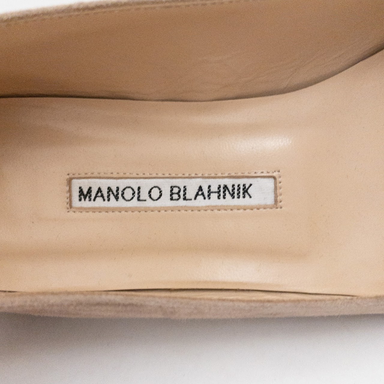 Manolo Blahnik Beige Suede Flats