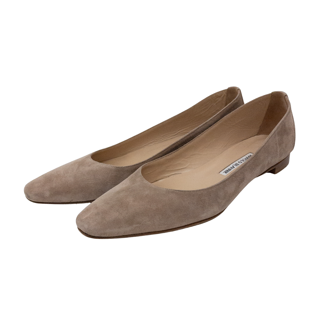 Manolo Blahnik Beige Suede Flats