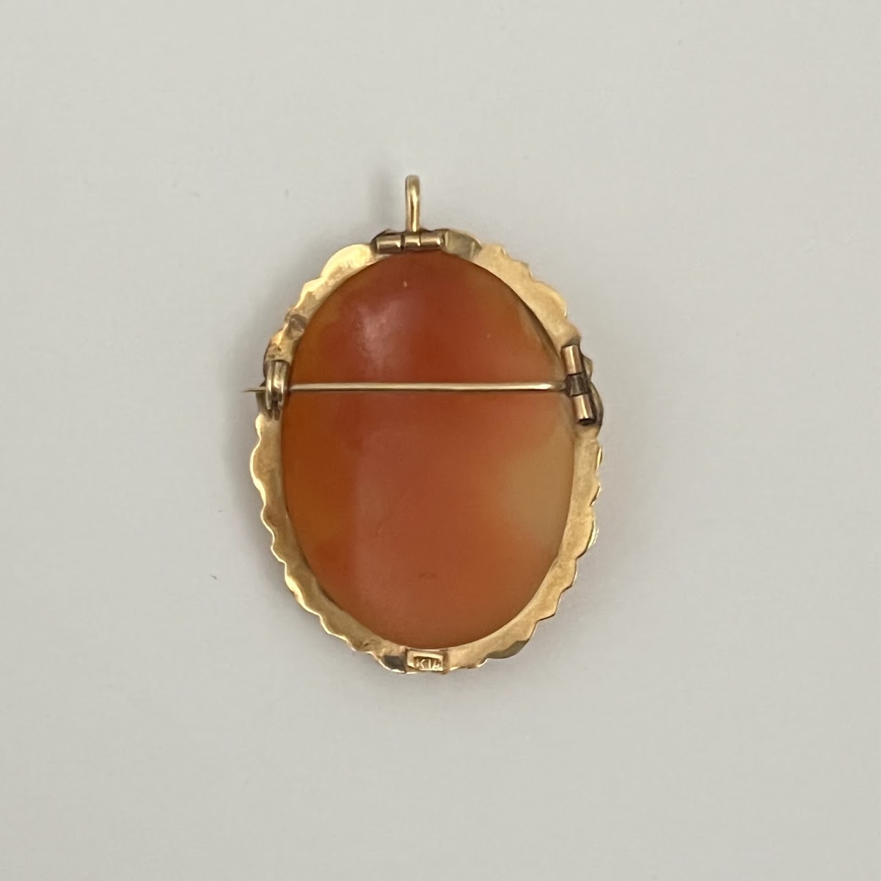 14K Gold Shell Cameo Convertible Brooch