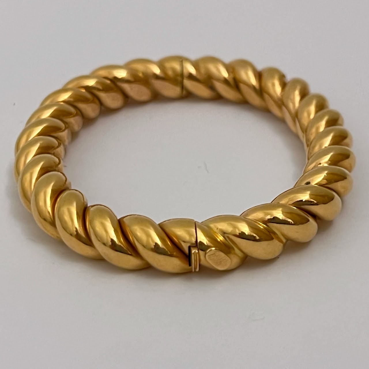 18K Gold Biffi Italian Heavy Twist Bangle Bracelet