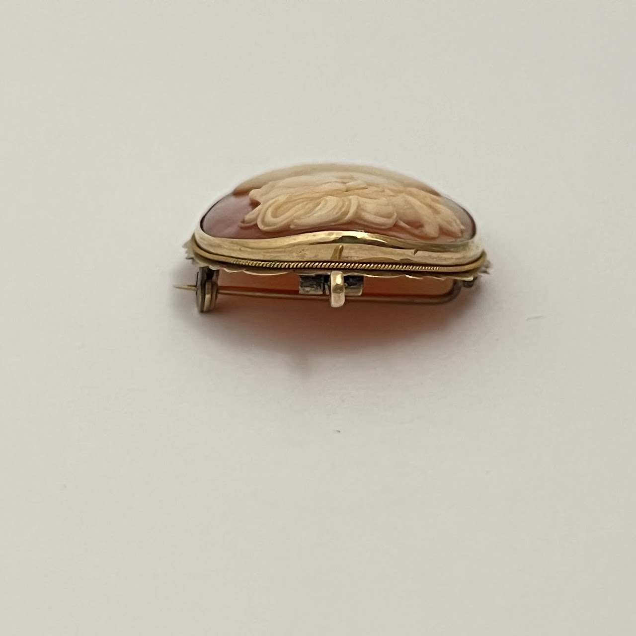 14K Gold Shell Cameo Convertible Brooch