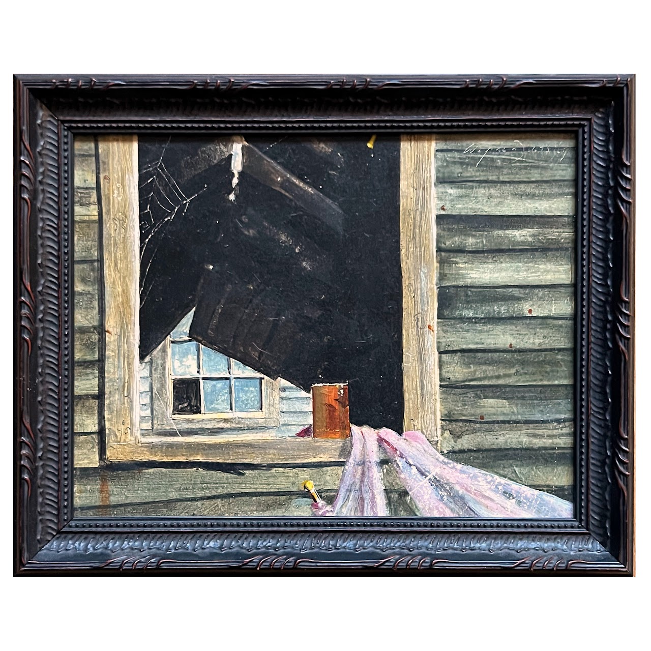 Rustic Scene Signed Oil Painting, 1969