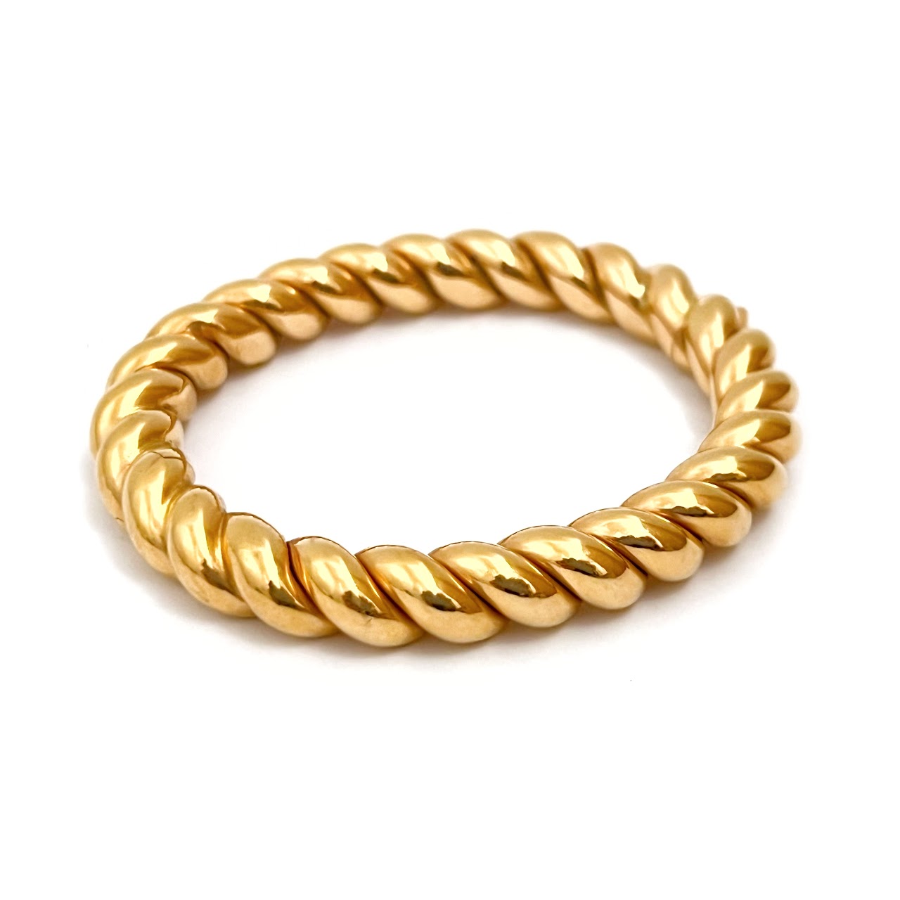 18K Gold Biffi Italian Heavy Twist Bangle Bracelet