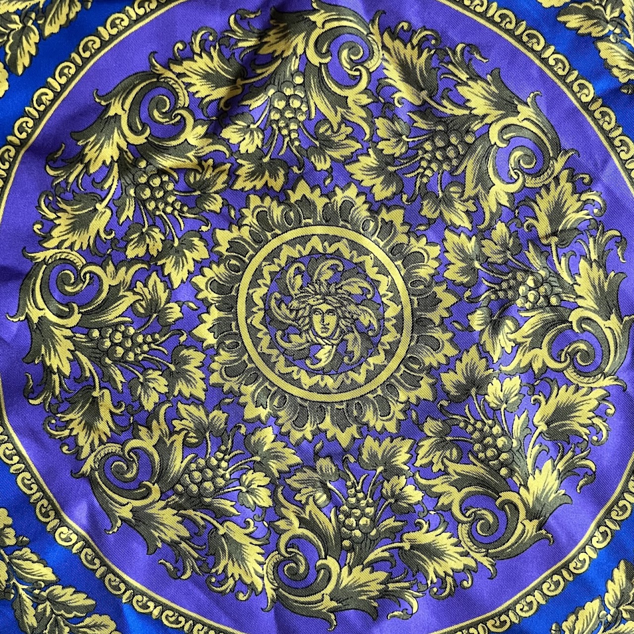 Versace Four-Panel Baroque Medusa Print Silk Scarf