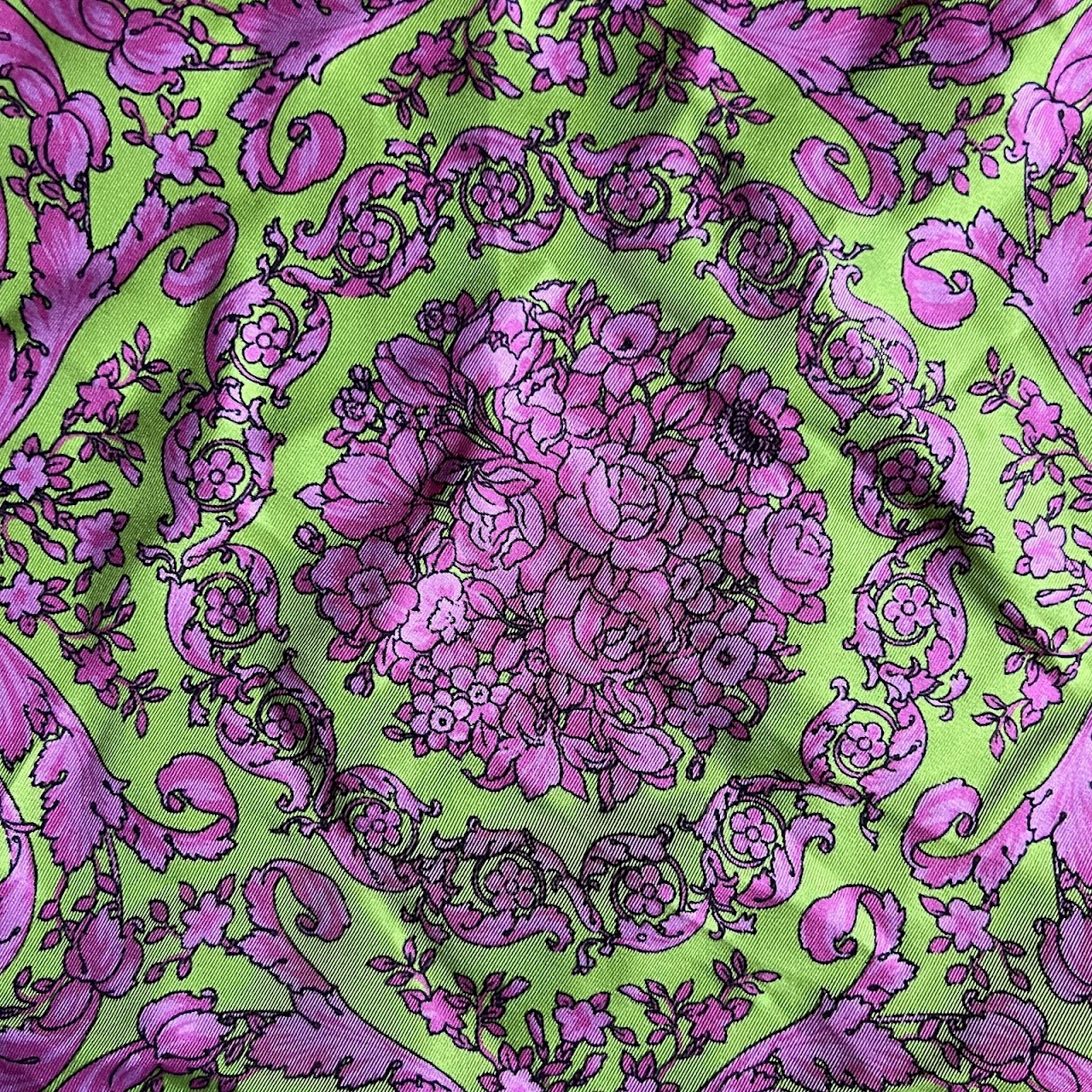 Versace Four-Panel Baroque Medusa Print Silk Scarf