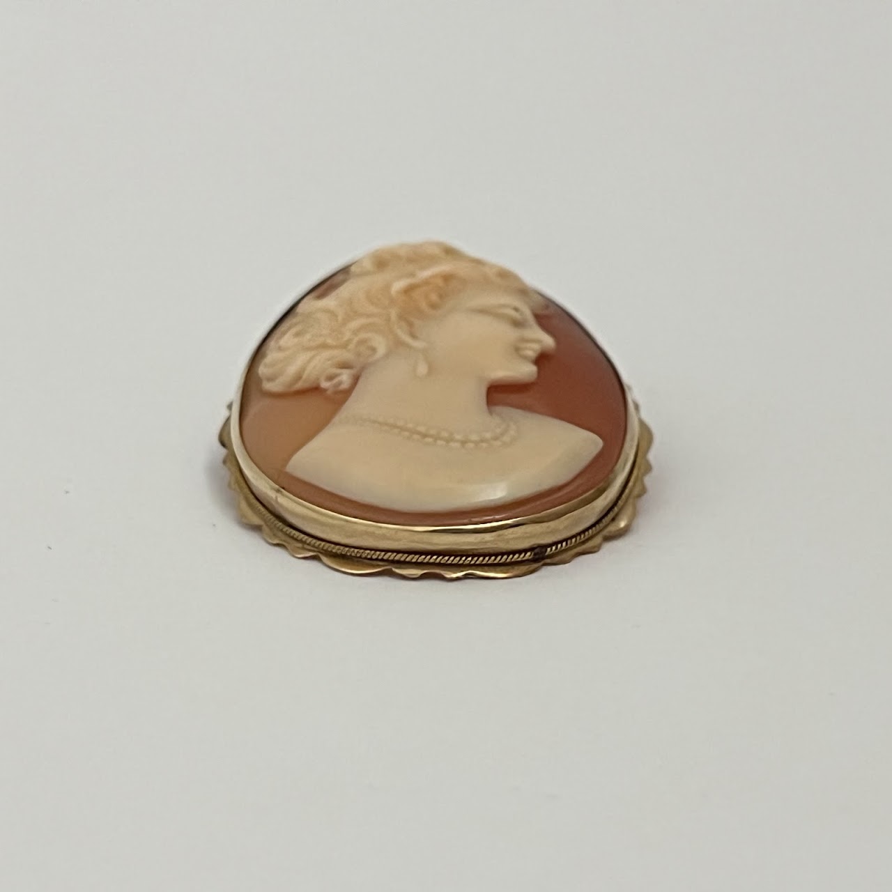 14K Gold Shell Cameo Convertible Brooch