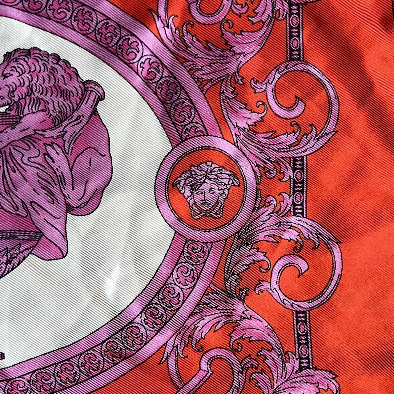 Versace Four-Panel Baroque Medusa Print Silk Scarf