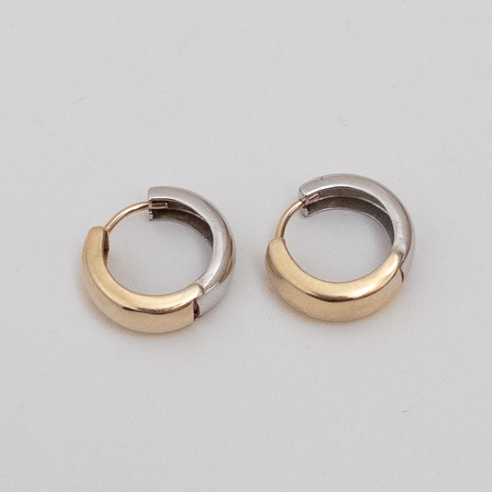 14K Bi-Color Gold Small Hoop Earrings
