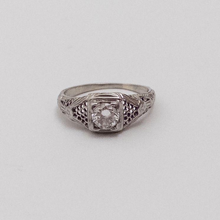 Platinum and Diamond Solitaire Antique Ring