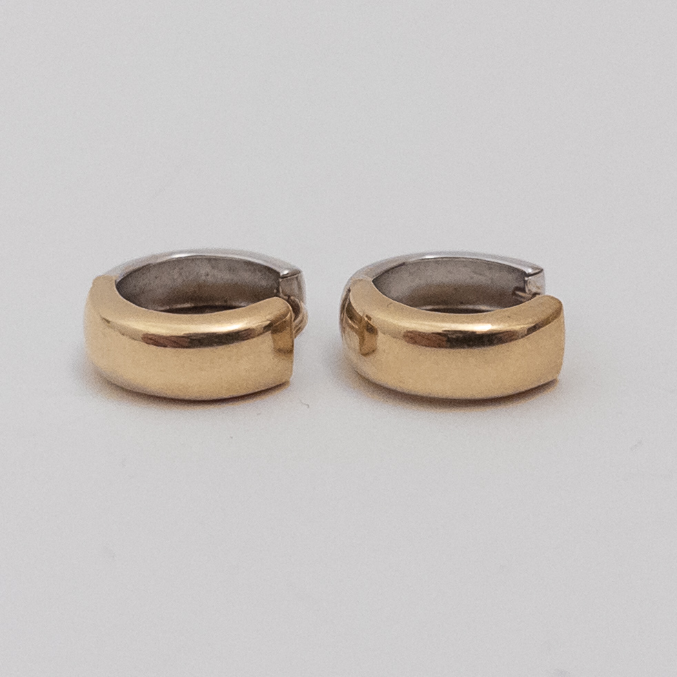 14K Bi-Color Gold Small Hoop Earrings