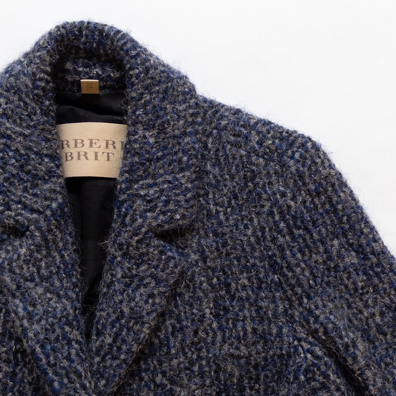 Burberry Brit Wool, Alpaca and Mohair Blend Tweed Overcoat
