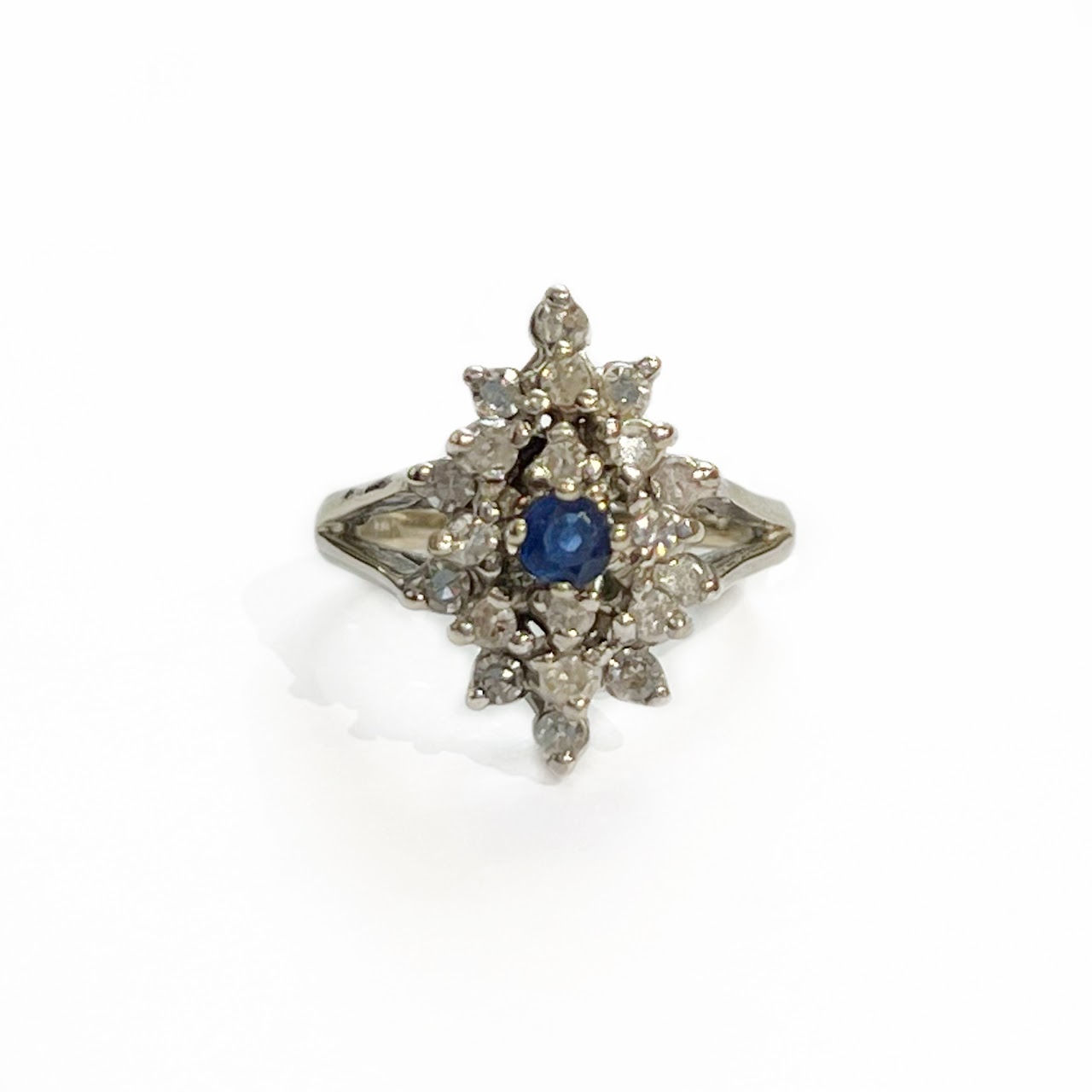 14K White Gold, Diamond & Sapphire Ring