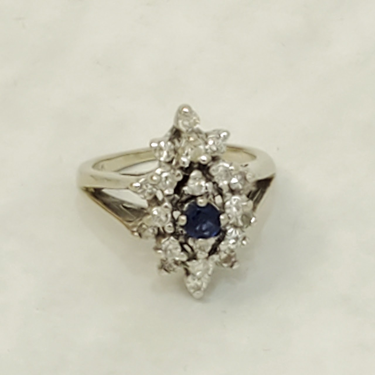 14K White Gold, Diamond & Sapphire Ring