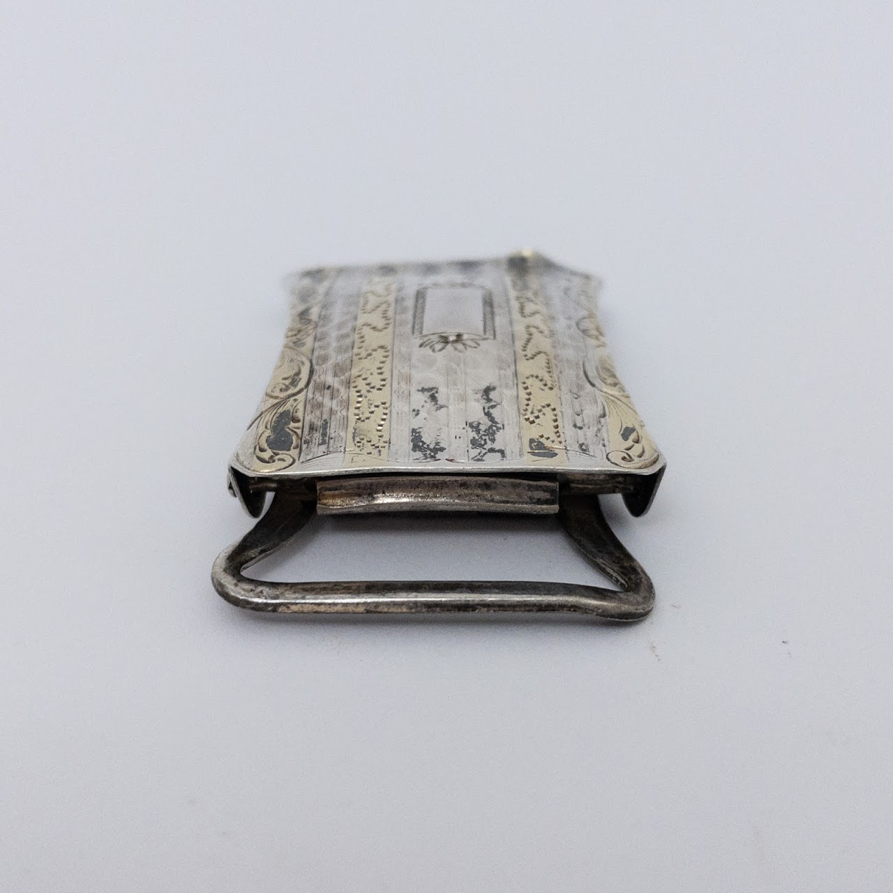 Sterling Silver and 14K Gold Inlaid Belt Buckle